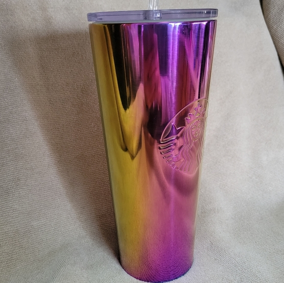 2019 Rainbow Oil Slick Stainless Steel Starbucks Tumbler | Gold & Purple | Rare - Picture 2 of 5